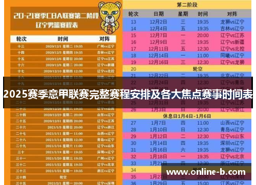 2025赛季意甲联赛完整赛程安排及各大焦点赛事时间表