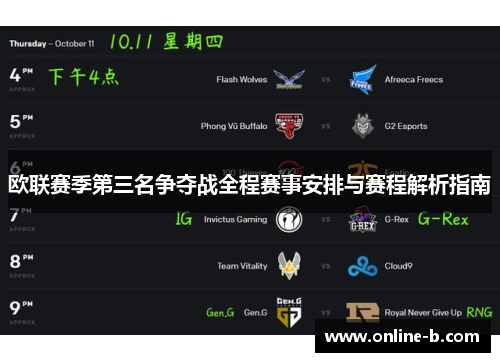 欧联赛季第三名争夺战全程赛事安排与赛程解析指南